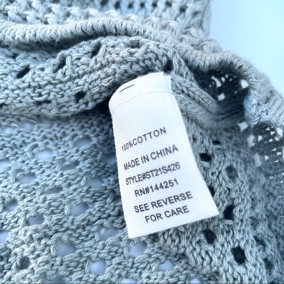 Moon & Madison Teal Waffle Knit Cropped Sweater, M - Picture 4 of 5